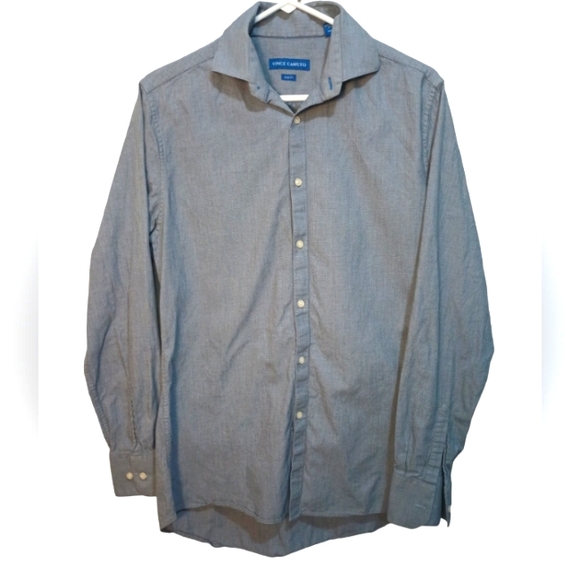 Vince Camuto Shirt, Adult Men 15.5/34-35 Blue Button Down Slim Fit Casual Shirt - Picture 2 of 12